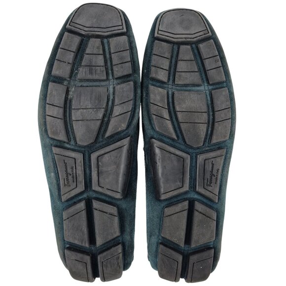 Salvatore Ferragamo Parigi Suede Blue Teal Driving Loafers Mens 10EE Dress Shoes - Picture 3 of 15